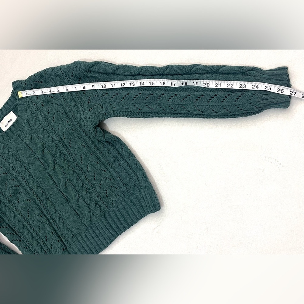Pink Rose Women’s Polyester Chunky Soft Cozy Cable Knit Green Sweater Small - Picture 11 of 16